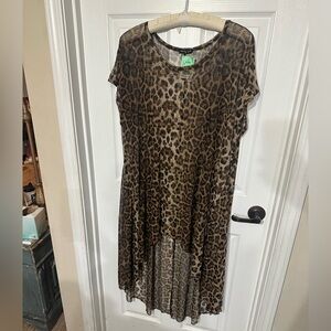 Leopard Print Sexy High Low Cover Up Dress size 3X